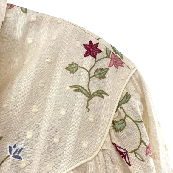 Wonderly Western Boho Floral Print Button Down Top New Cream Size Large - Picture 5 of 11